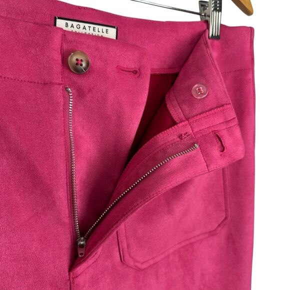 Bagatelle Collection Fuchsia Faux Suede High Rise Crop Wide Leg Trousers Size 12 - Picture 4 of 11